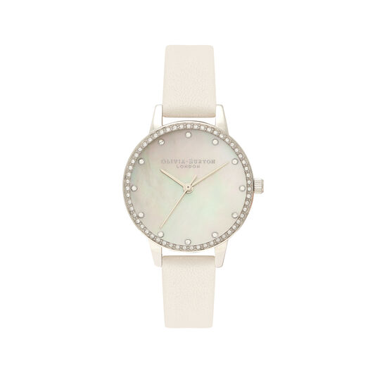 Midi Blush Mother Of Pearl Sparkle Bezel, Silver & Grey Watch