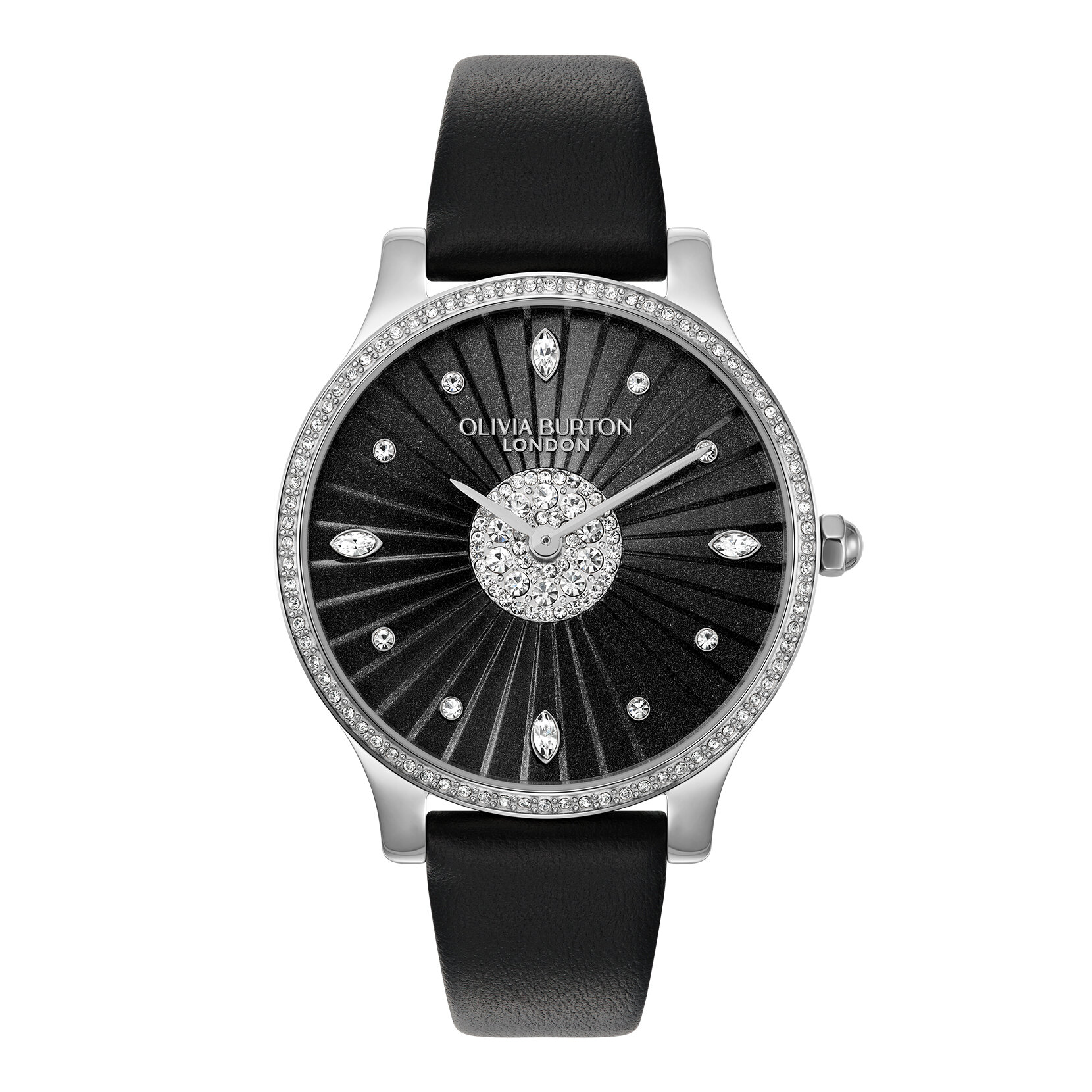 34mm Beaulieu Silver & Black Leather Strap Watch