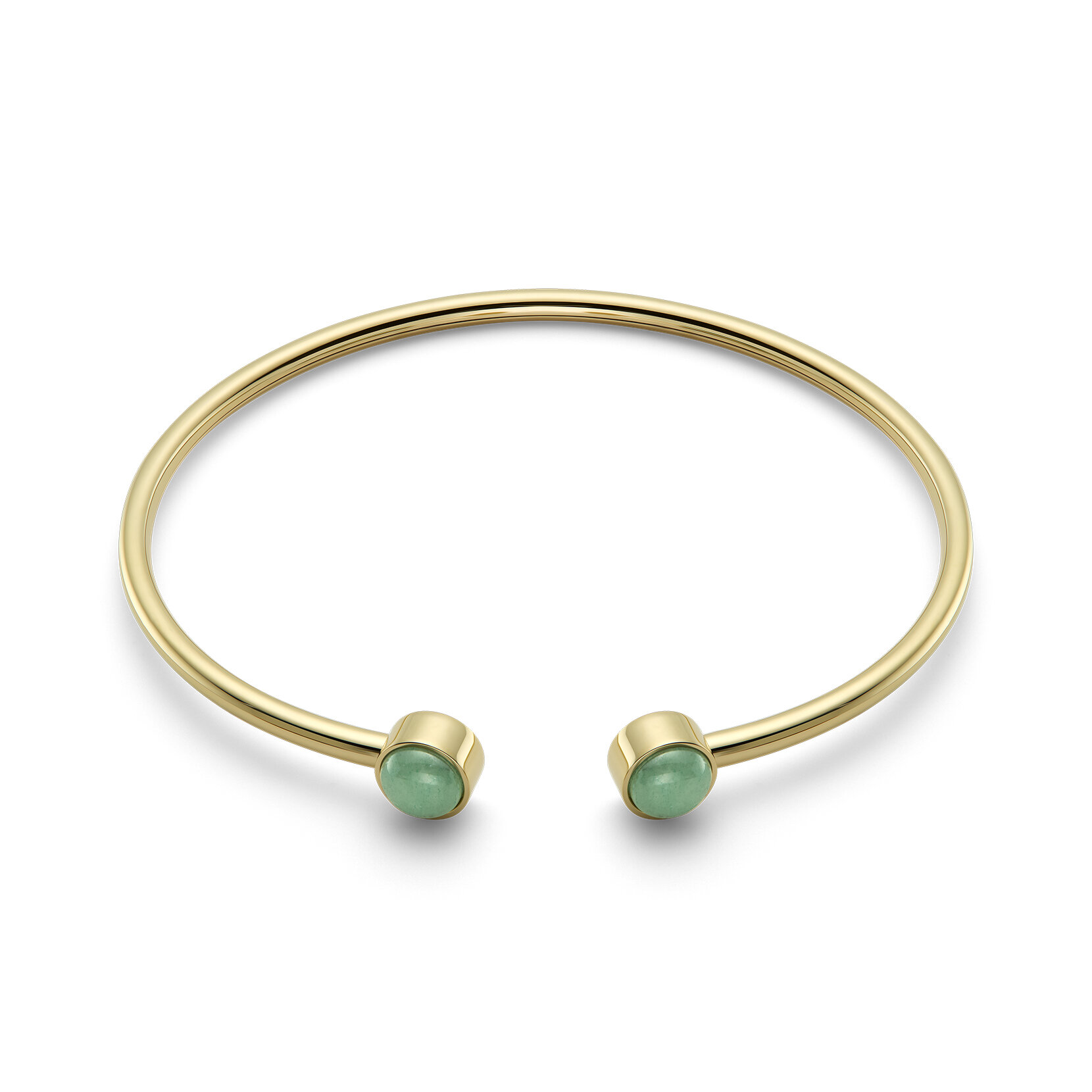 Bracelet Jonc Pierre Précieuse Aventurine Cabochon Plaqué Or
