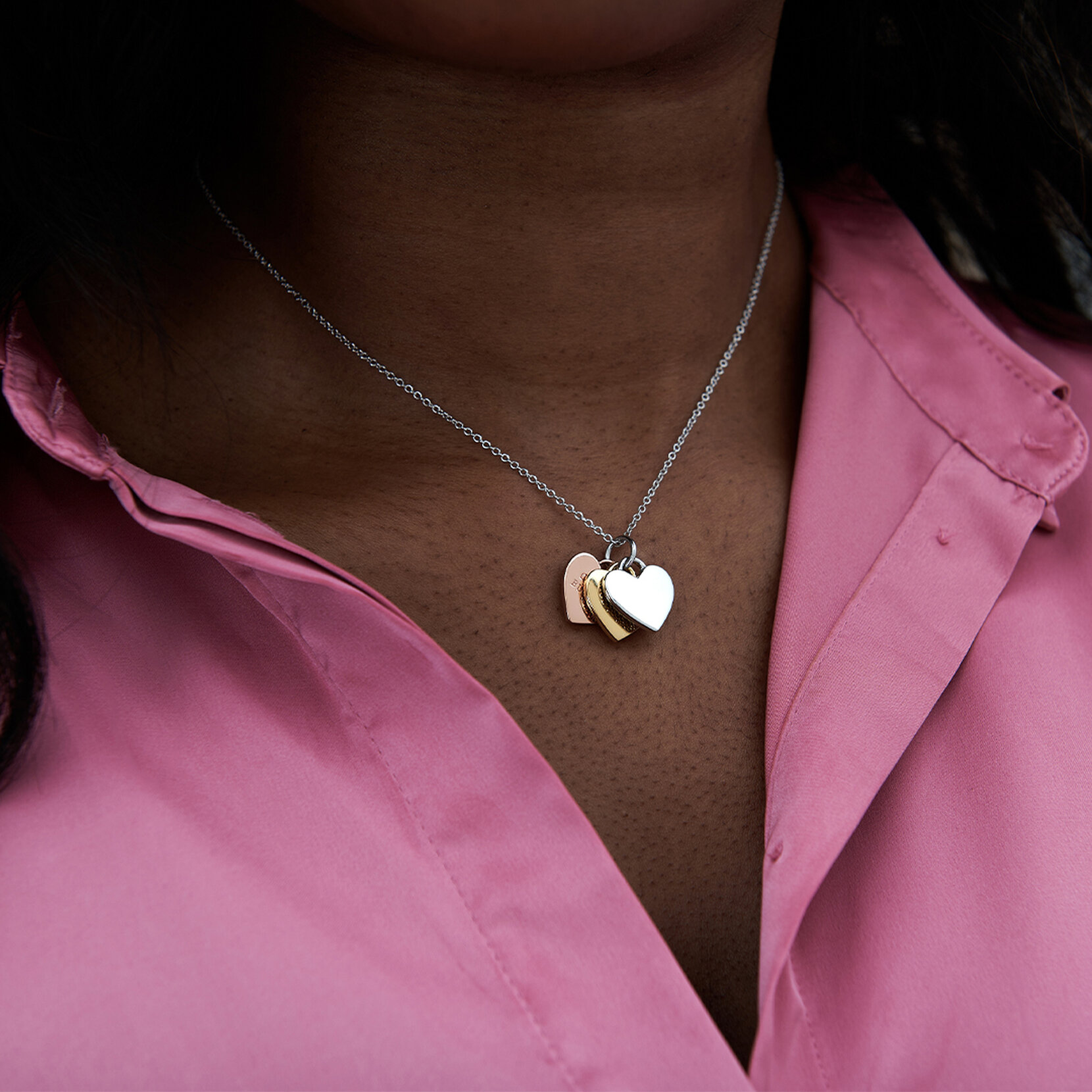 Tri Tone Heart Necklace