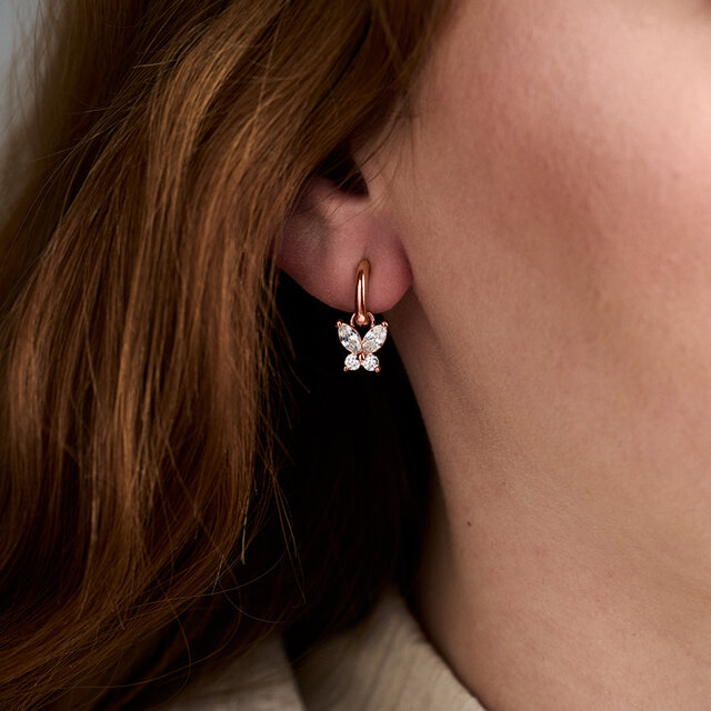 Dormeuses Sparkle Butterfly Marquise Butterfly or rose