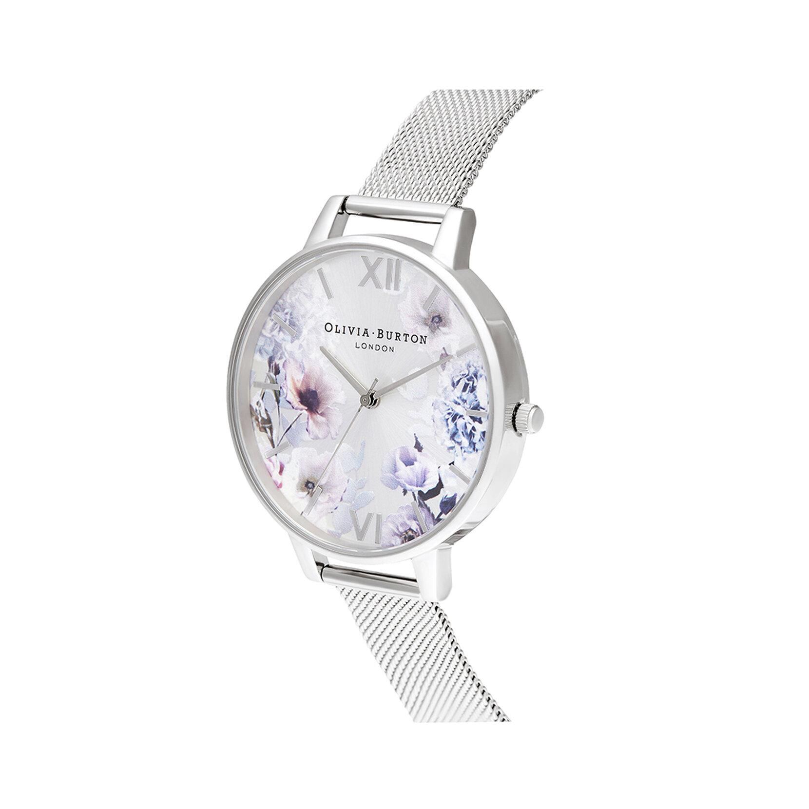Grand cadran Sunlight Florals et bracelet milanais argent