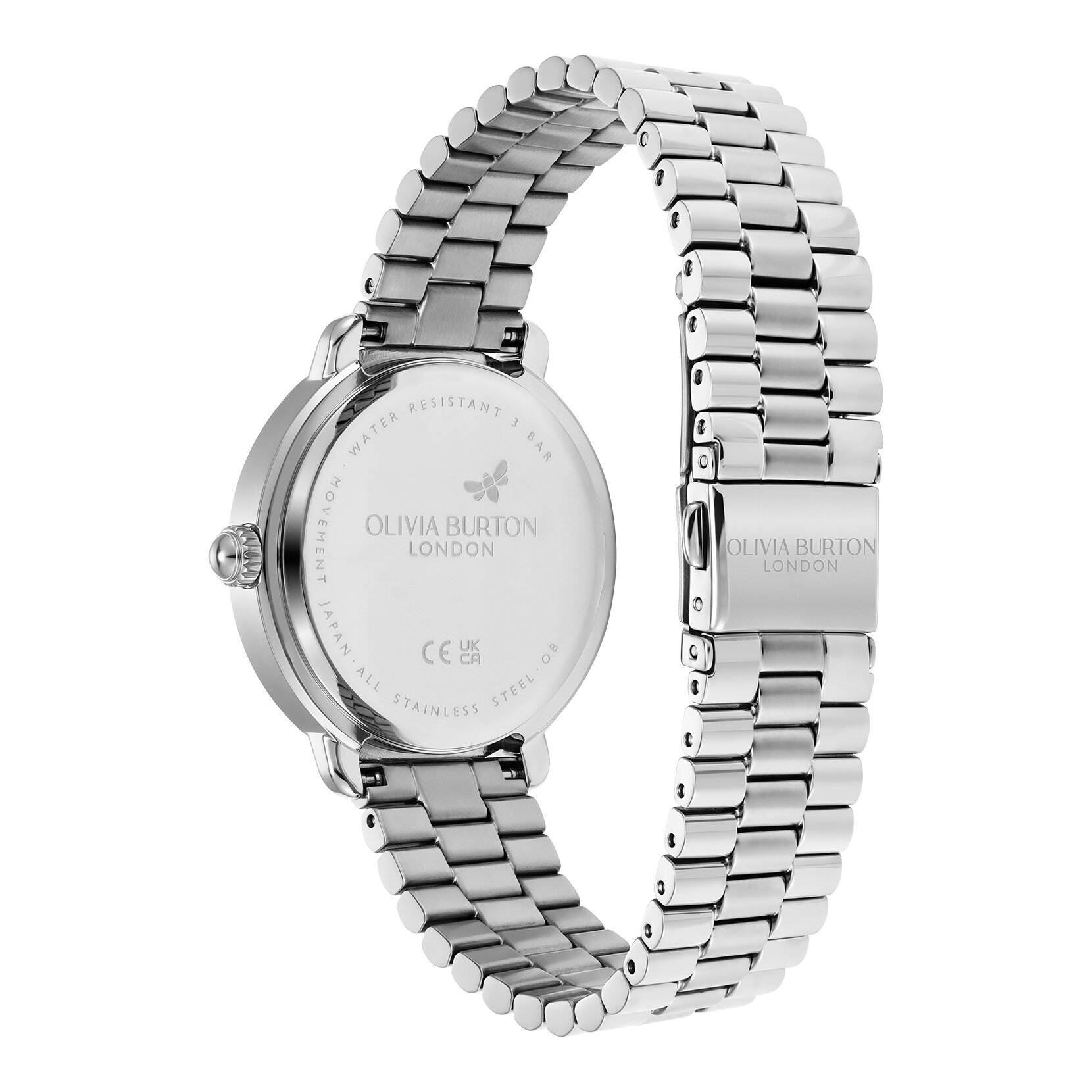 36mm Vintage Floral Silver Bracelet Watch