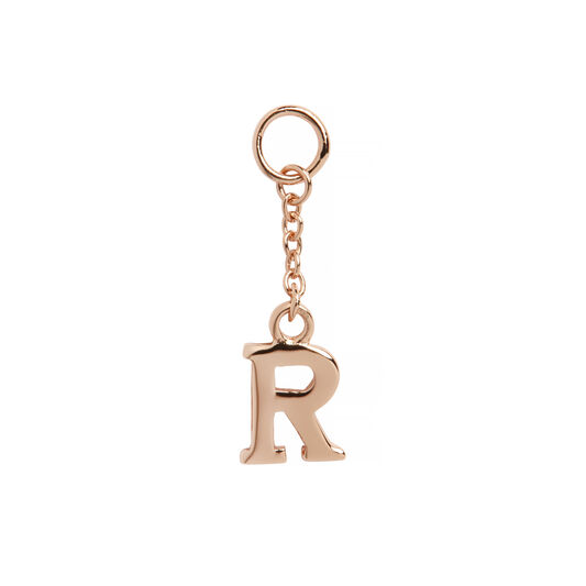 R Huggie Charm Rose Gold