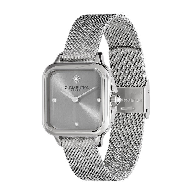 28mm Grosvenor Light Grey & Silver Mesh Watch 
