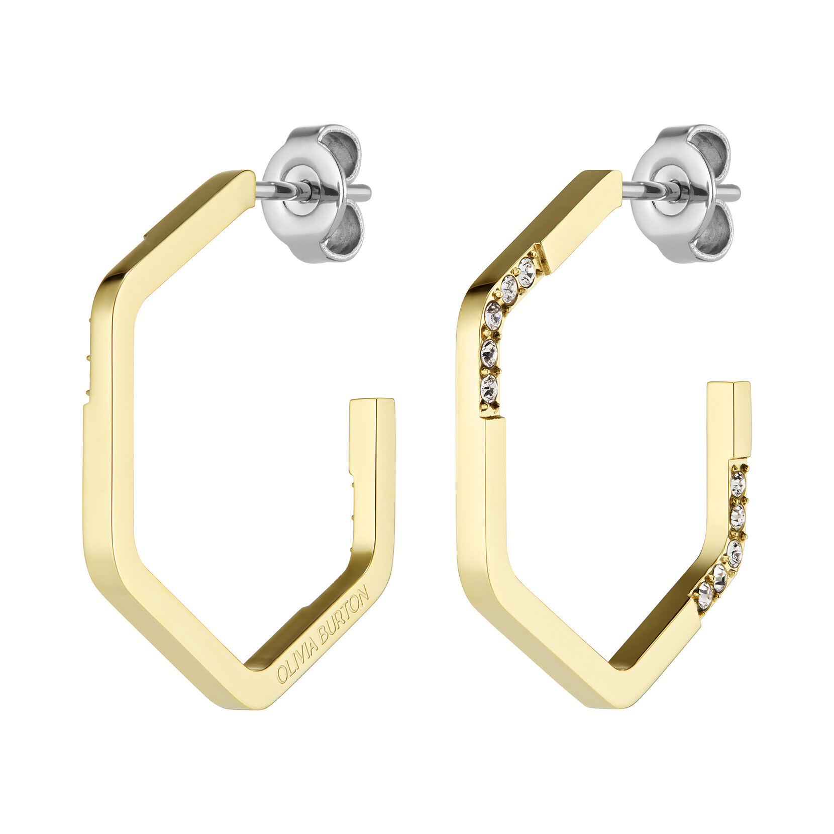 Boucles d'Oreilles Cr&eacute;oles Crystal Honeycomb Plaqu&eacute; Or