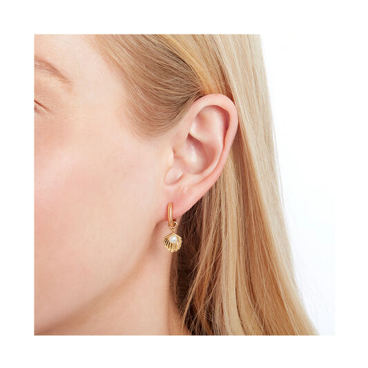 Under The Sea Huggie Hoops Pearl & Gold