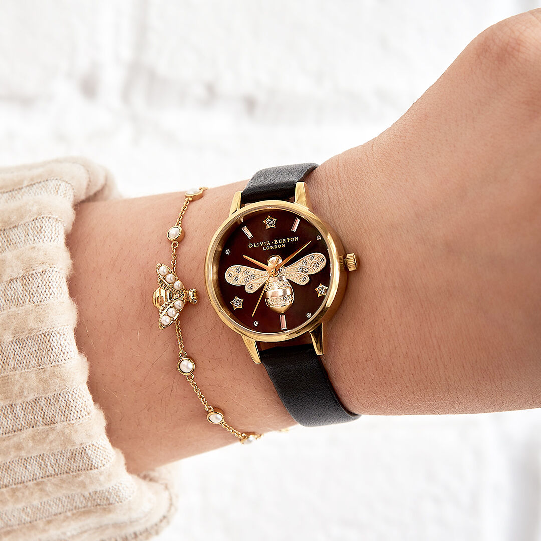 Olivia burton bee watch black best sale