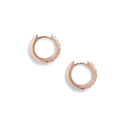 Rose Gold White Topaz Huggie Hoop Earrings
