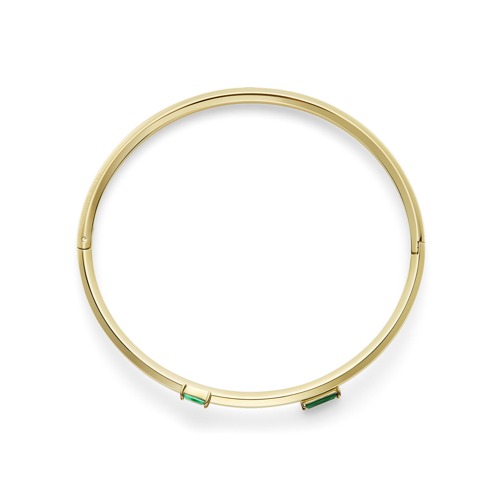 Green Baguette Crystal Gold Plated Bangle