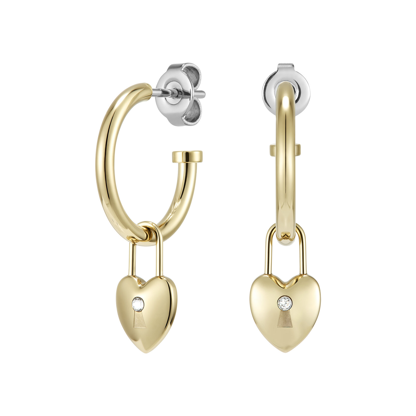Créoles Locked Heart Or plaqué