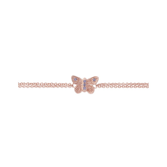 Bejewelled Butterfly Chain Bracelet Rose Gold & Tanzanite
