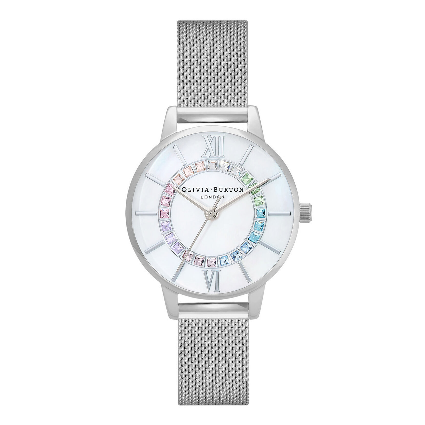 Montre Rainbow Sparkle Wonderland à bracelet milanais argent