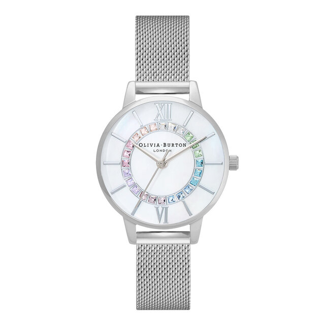 Montre Rainbow Sparkle Wonderland à bracelet milanais argent