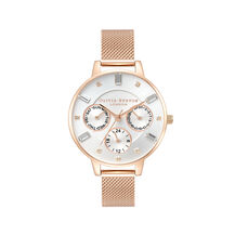 Montre Multi Function à cadran Demi et bracelet milanais or rose