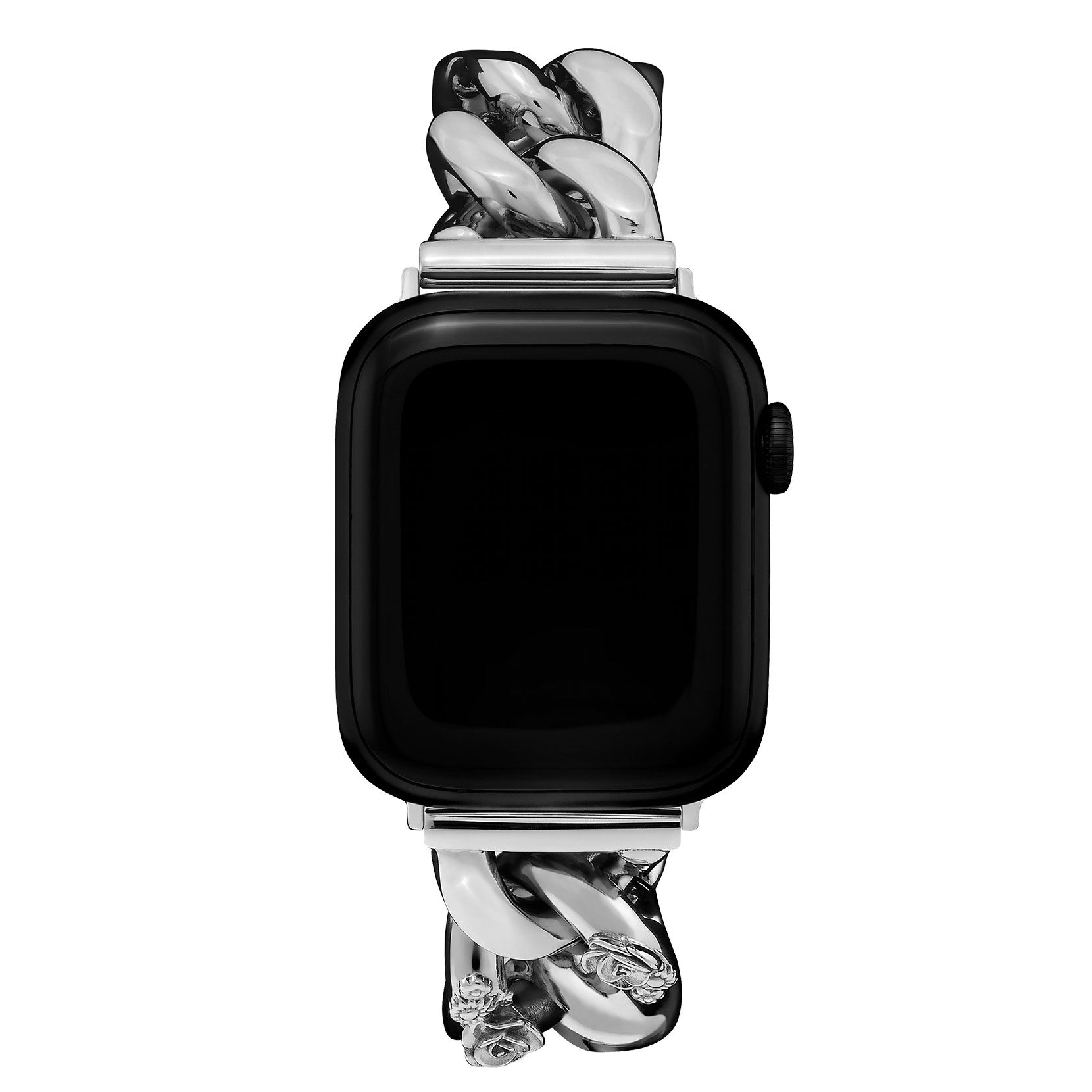 Strap for Apple Watches Silver with Floral Link Bracelet Strap