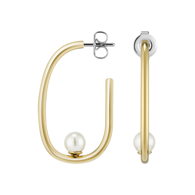 Boucles d'oreilles Créoles Pearls & Beads Plaqué Or
