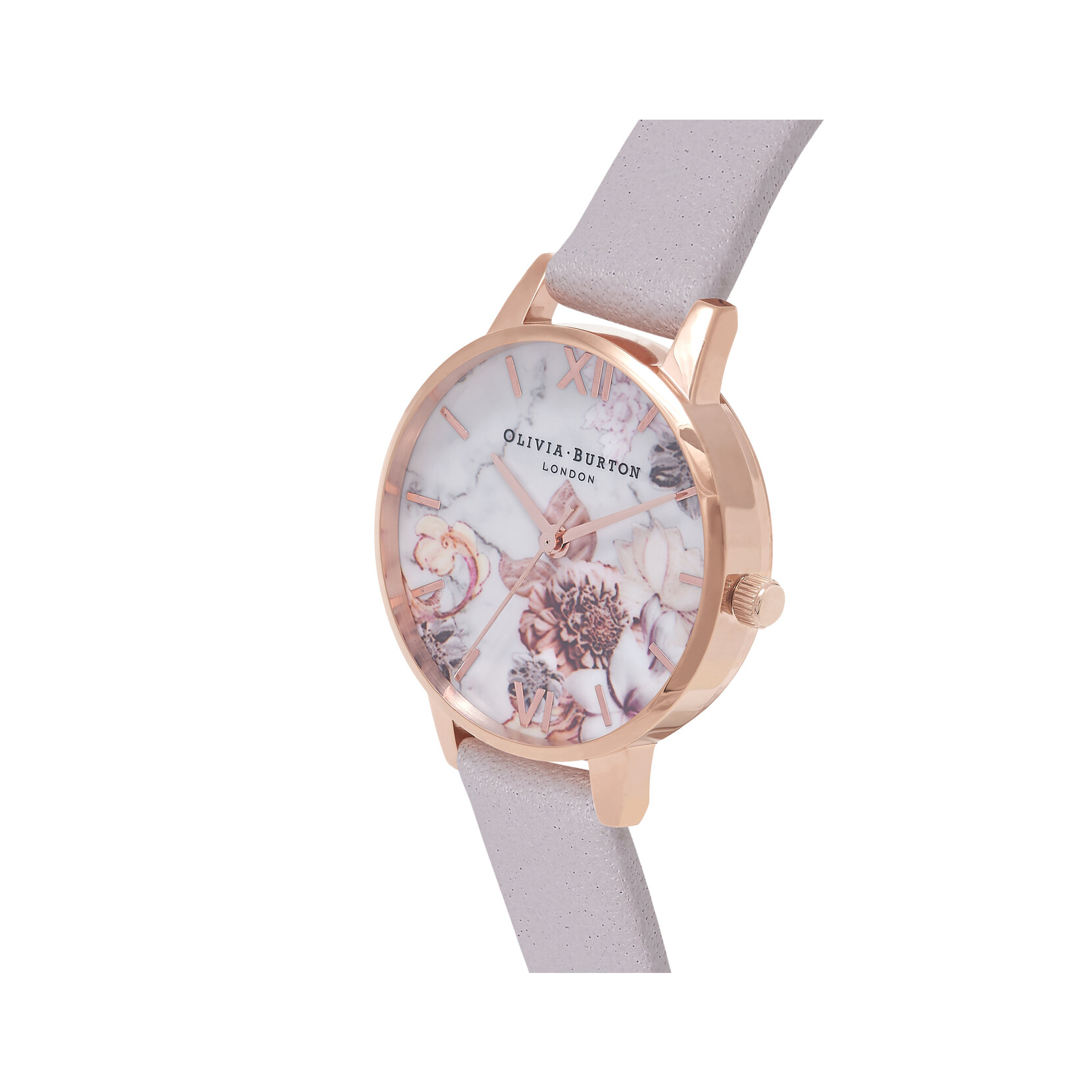 30mm Rose Gold & Gray Leather Strap Watch