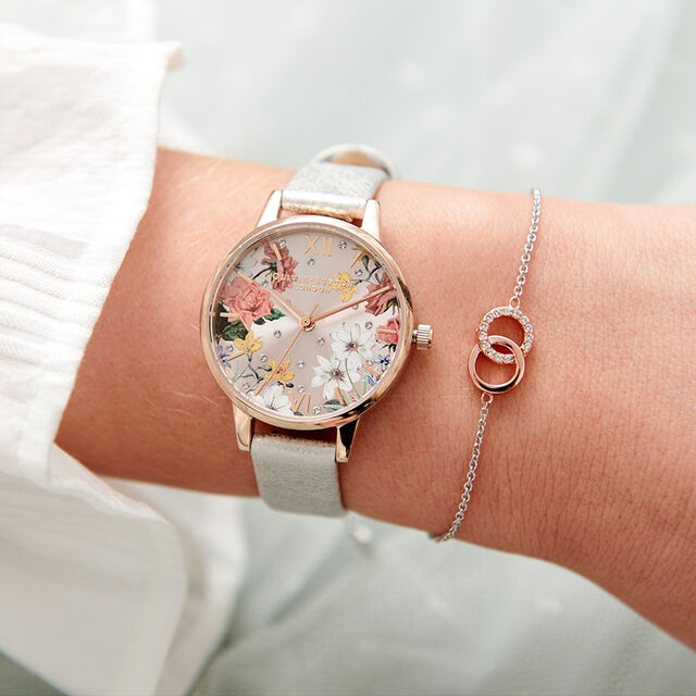 Midi Shimmer Pearl & Pale Rose Gold Watch