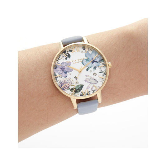 Bejewelled Florals Big Dial Chalk Blue & Gold