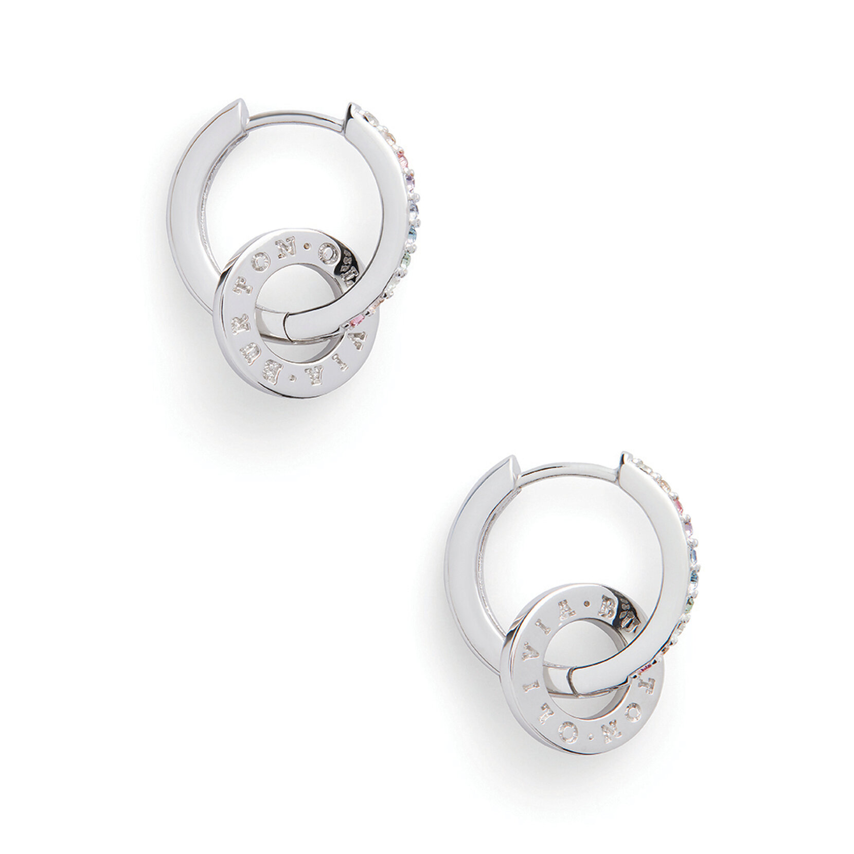 Silver Rainbow Interlink Huggie Hoops