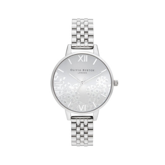 Bejewelled Lace Silver Watch