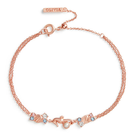 Seahorse Sparkle Rose Gold Chain Bracelet