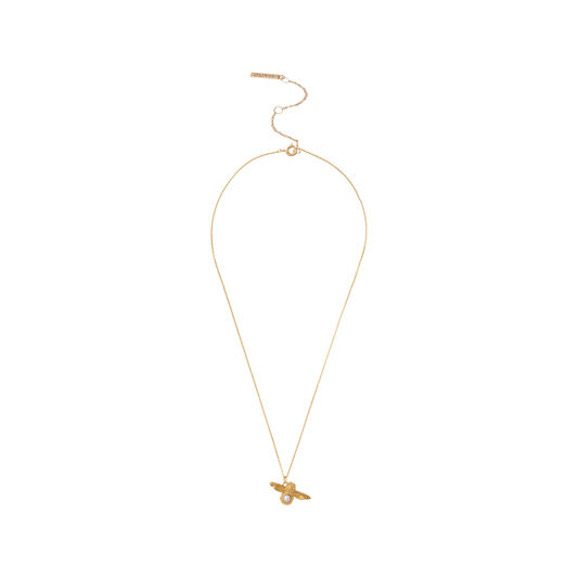 Pearl Bee Pendant Gold Necklace