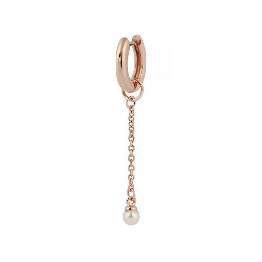 Pearl Drop Rose Gold Huggie Charm