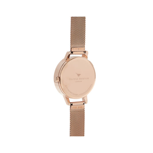 Watercolour Florals Rose Gold Mesh Watch