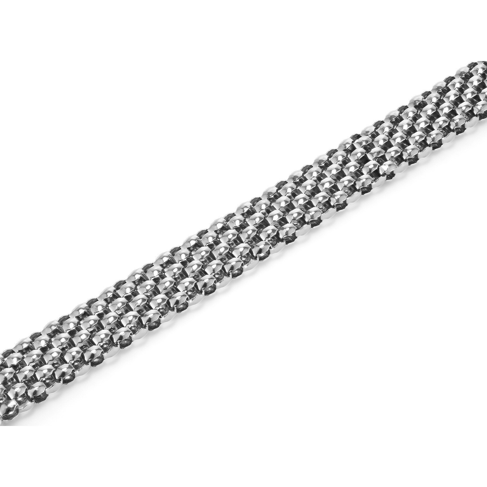 Chequerboard Link Silver Tone Bracelet