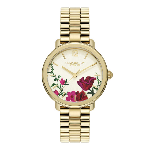 Bracelet de Montre Vintage Floral 36mm Or