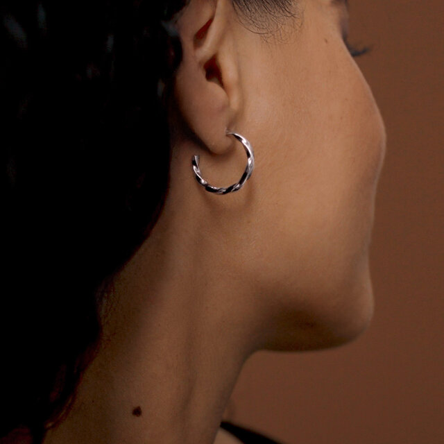 Square Twisted Rope Silver Tone Hoop Earrings