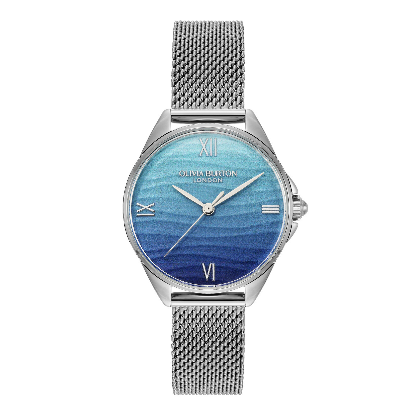 30mm Azure Blue Tone & Silver Mesh Watch