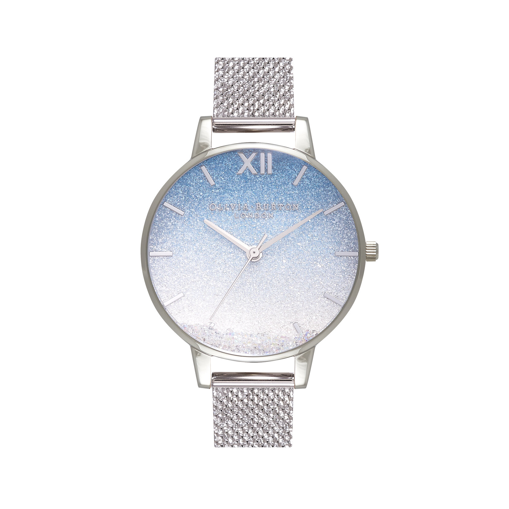 34mm Blue & Silver Mesh Watch