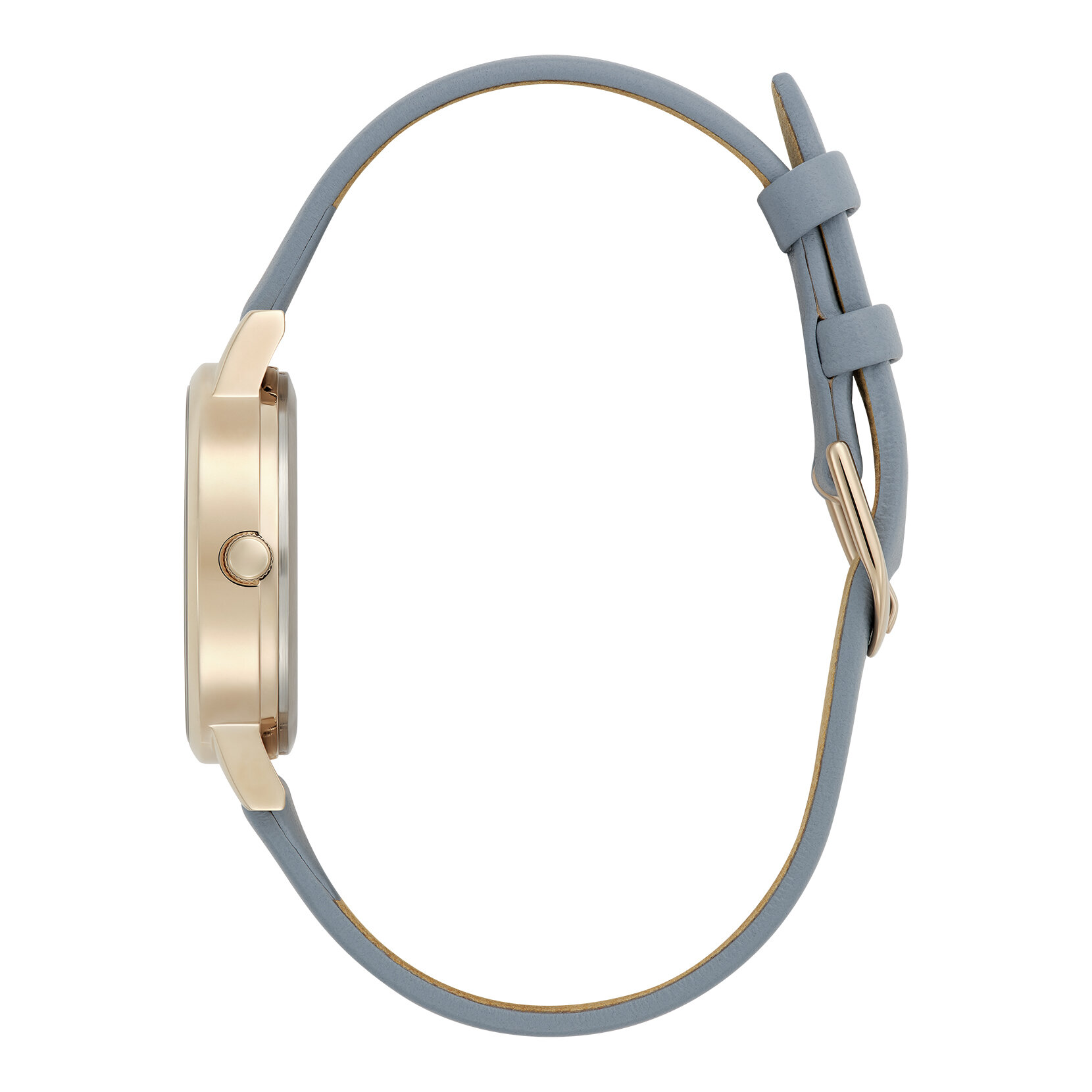 30mm Illustrated Florals Rose Gold & Chalk Blue Leather Strap Watch