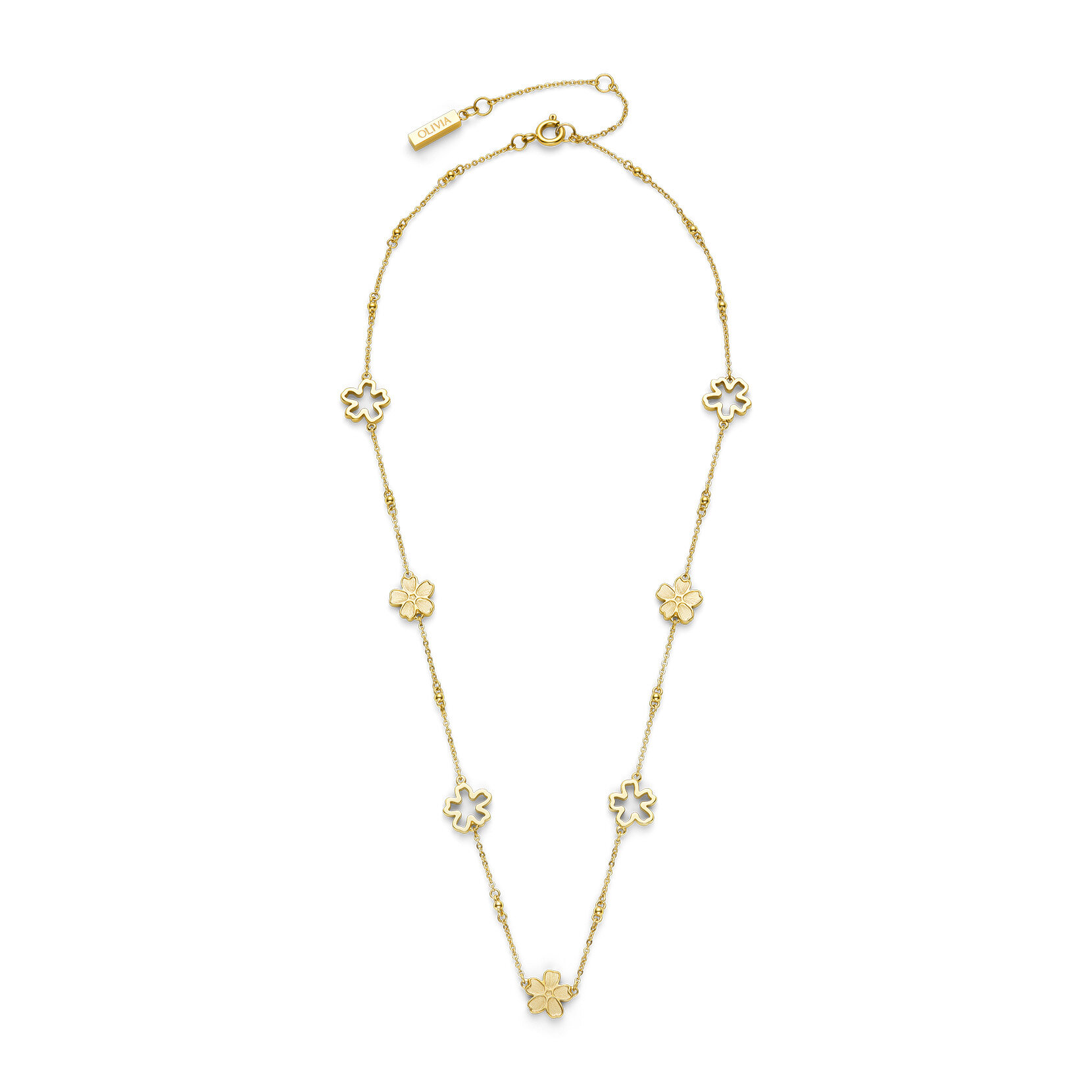Forget Me Not Floral Gold Plated Necklace