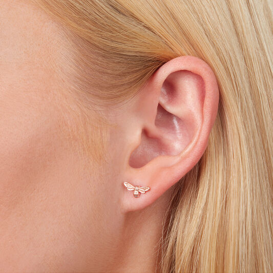 Lucky Bee Stud Earrings Rose Gold