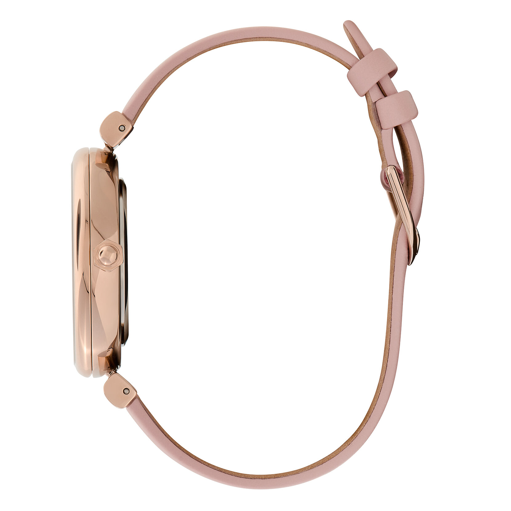 Montre Fleur de cornouiller avec fermoir en T et bracelet en cuir Or rose et Rose pastel 36 mm