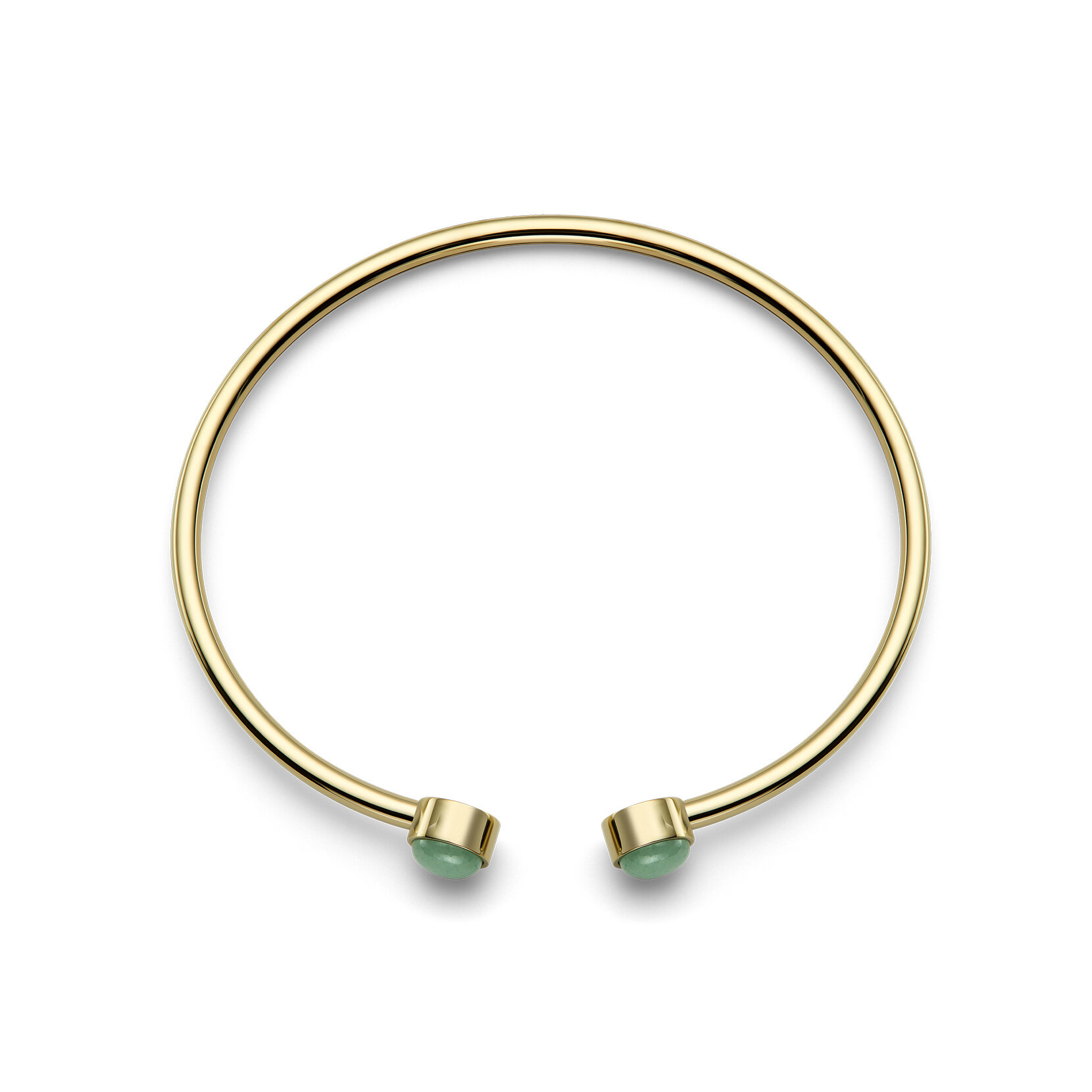 Bracelet Jonc Pierre Précieuse Aventurine Cabochon Plaqué Or