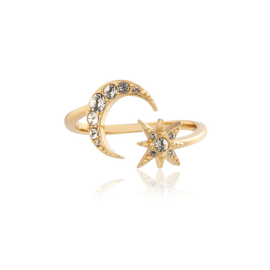 Bague Celestial ajustable North Star & Moon or