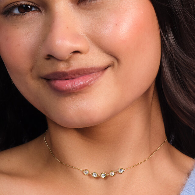 Collier Superposition Ever Stacked Cristal Honeycomb Plaqué Or