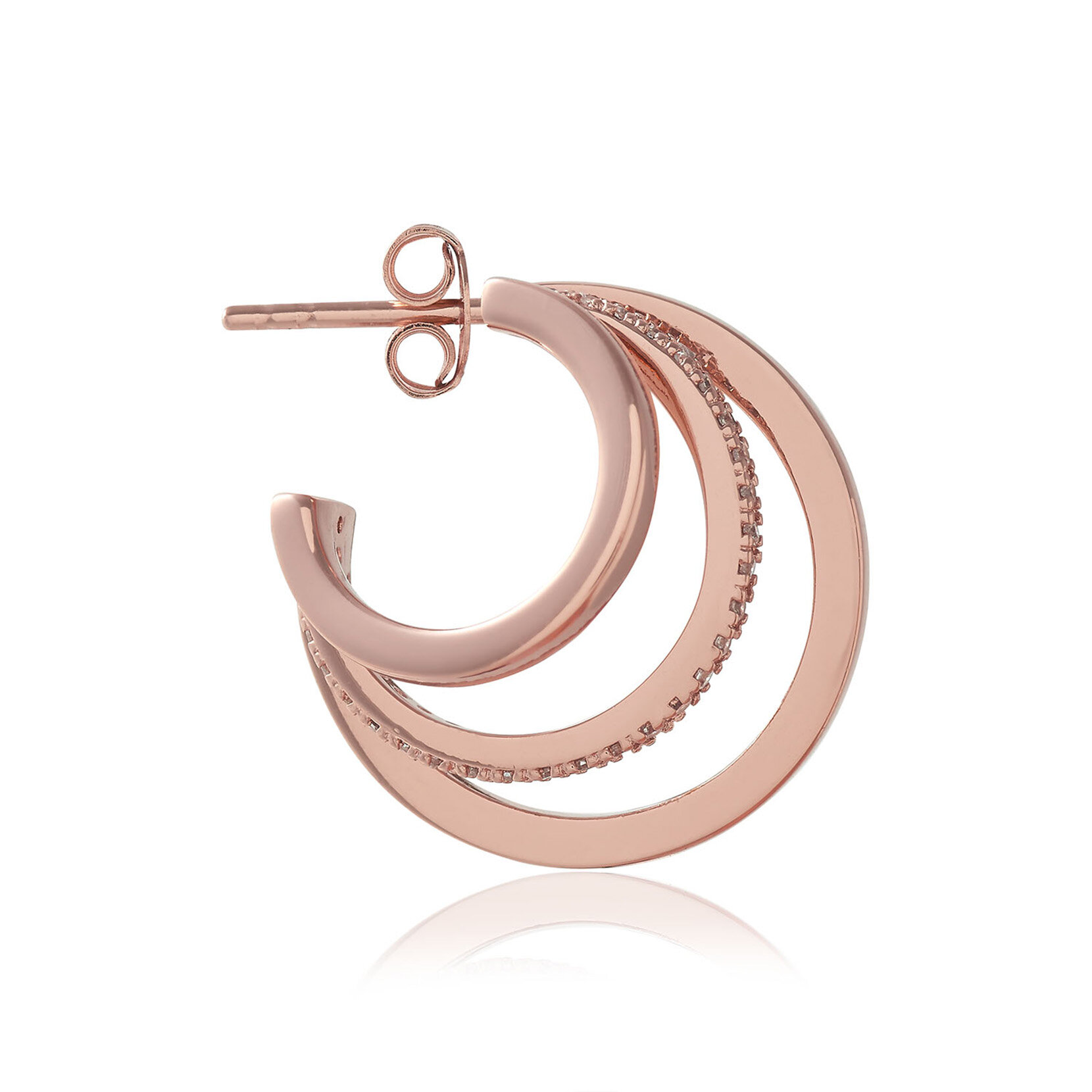 Crochets d'oreilles multiboucle Classic or rose