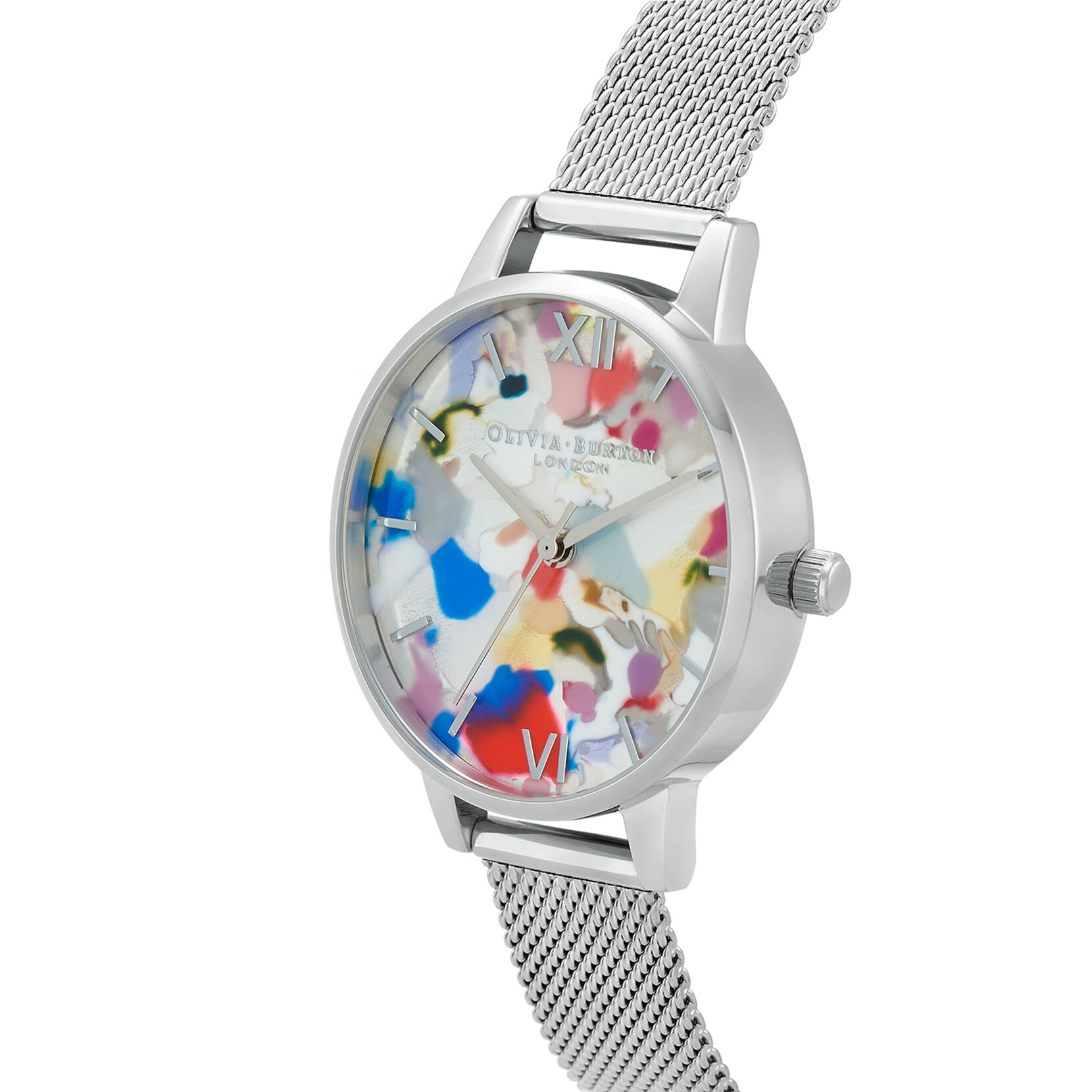 Coffret-cadeau avec montre Pop Art à cadran Midi, Eco Vegan bleu et bracelet milanais argent
