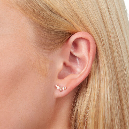 Rose Gold Heart Stud Earrings