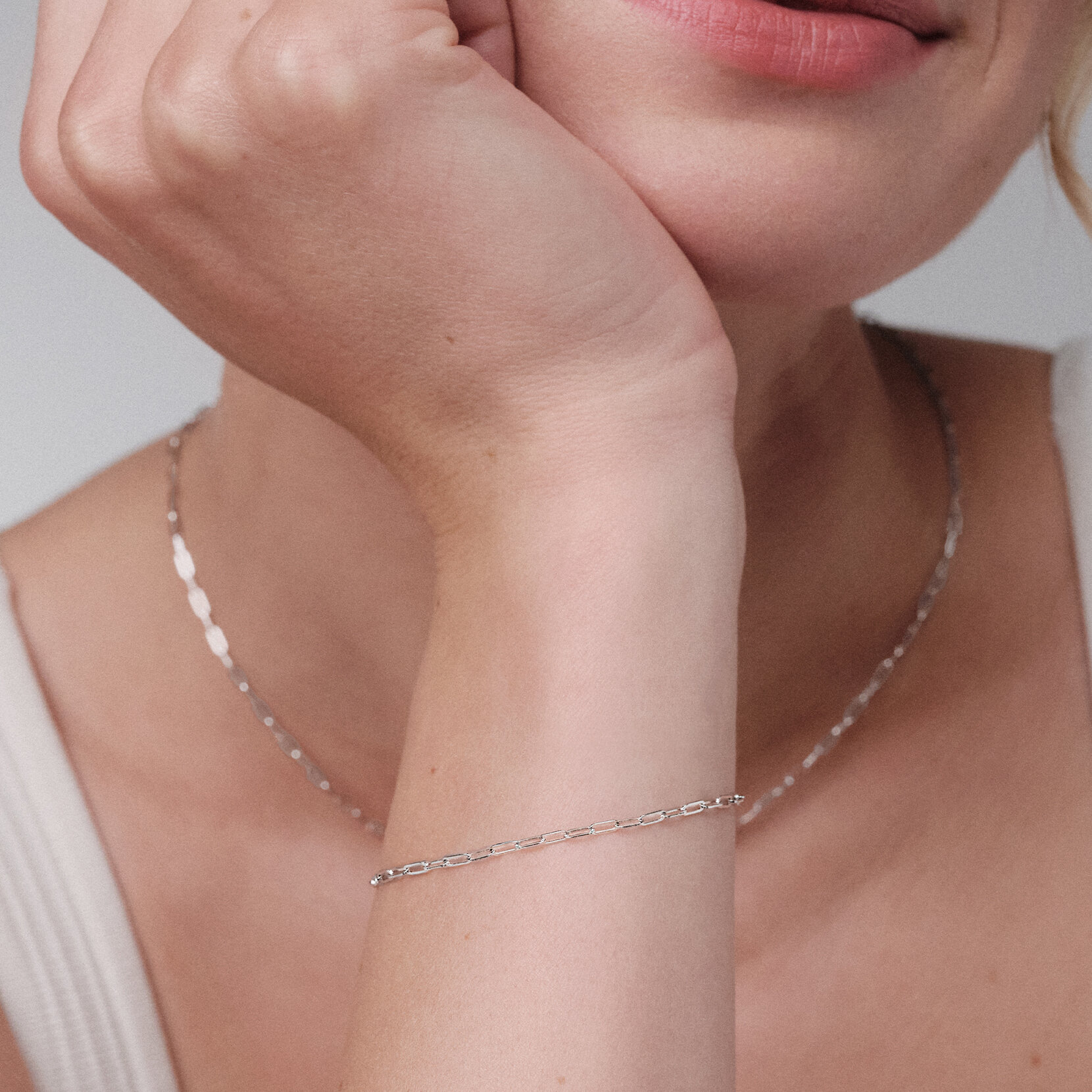 Mini Paperclip Silver Tone Chain Bracelet