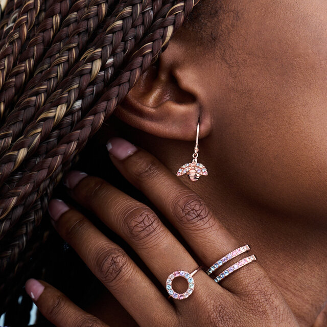 Rose Gold Bee Lever Back Hoops
