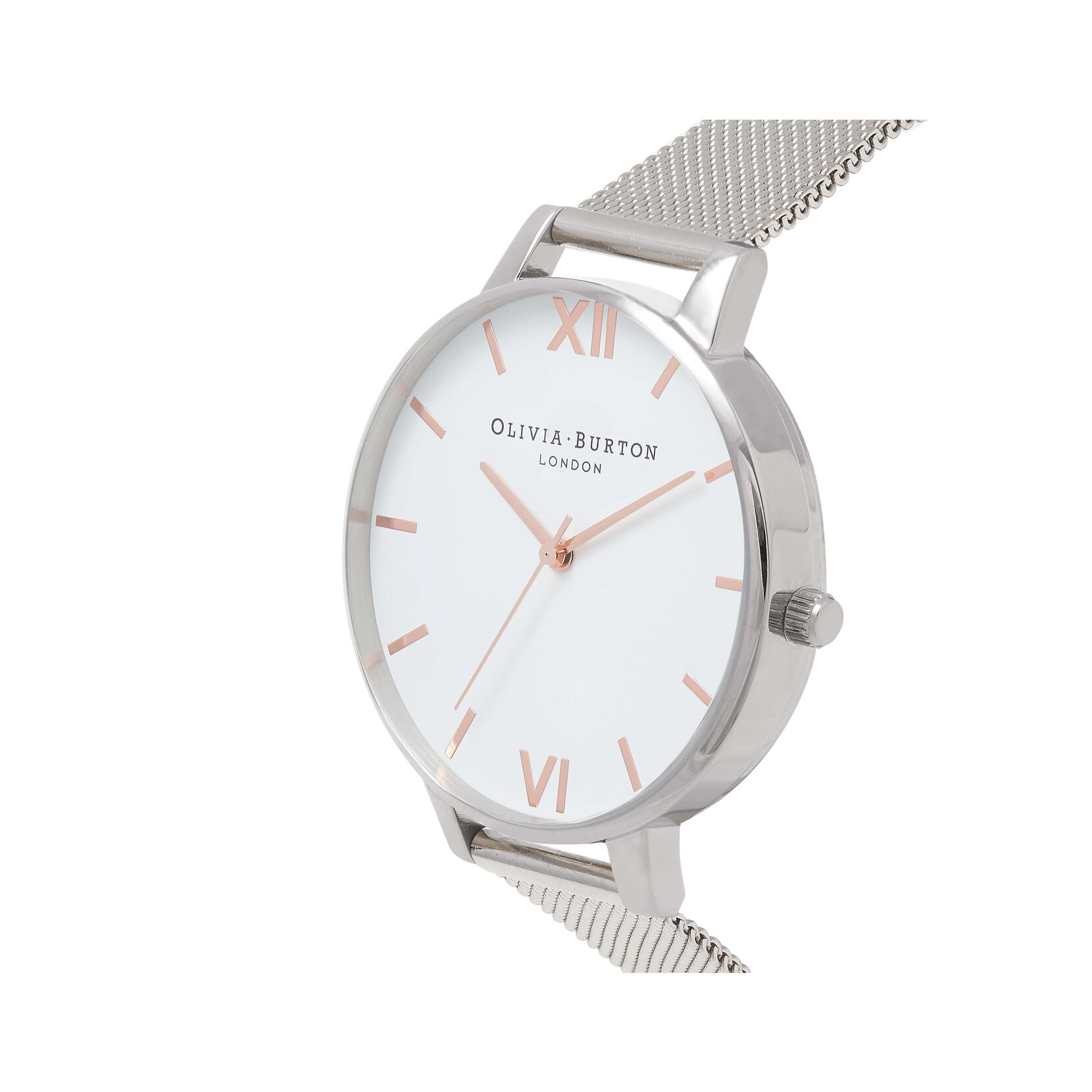 Montre à bracelet milanais or rose et argent et cadran blanc