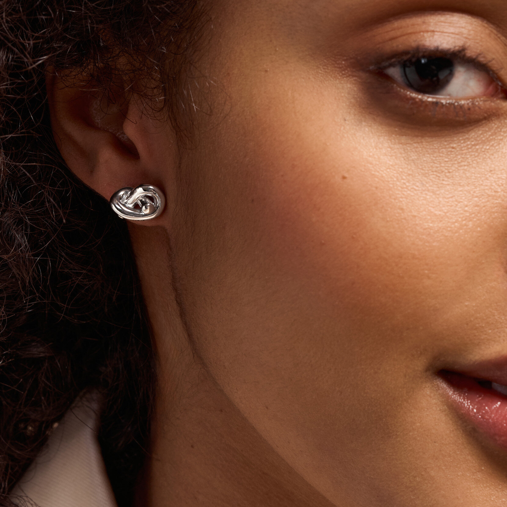 Lover's Knot Silver Tone Stud Earrings