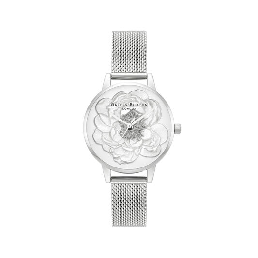 Montre Blossom à cadran Midi et bracelet milanais blanc et argent